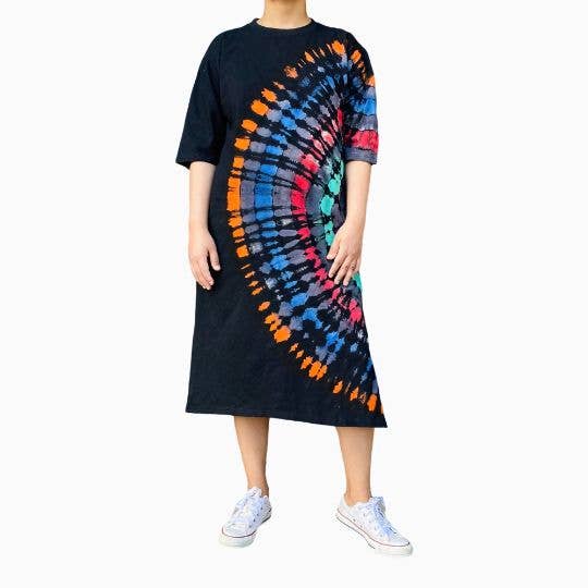 Tie Dye Long Boho Dress with Slit