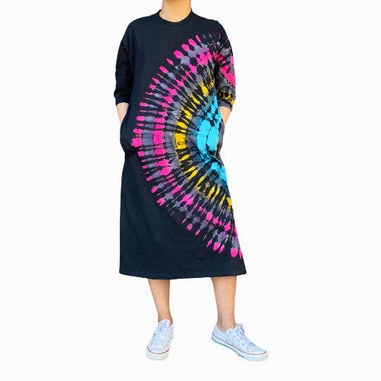 Tie Dye Long Boho Dress with Slit