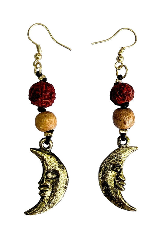 Man in D Moon Beaded Dangle Earrings