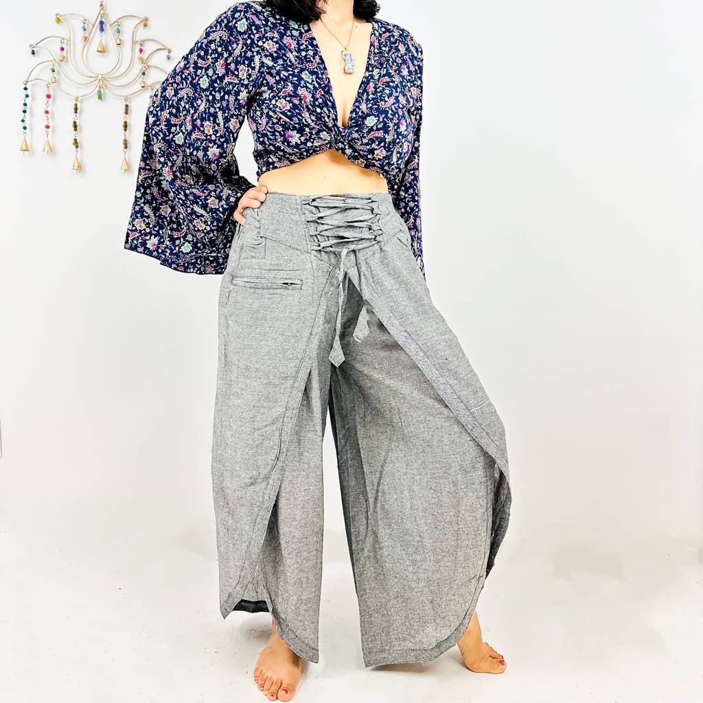 Cotton Double Layer Palazzo Pants
