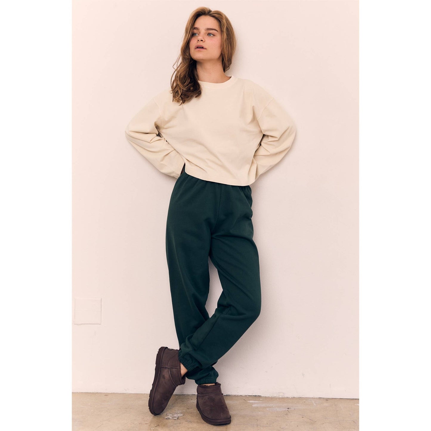 Mineral Washed Cotton Oversized Long Sleeve Blank Tee