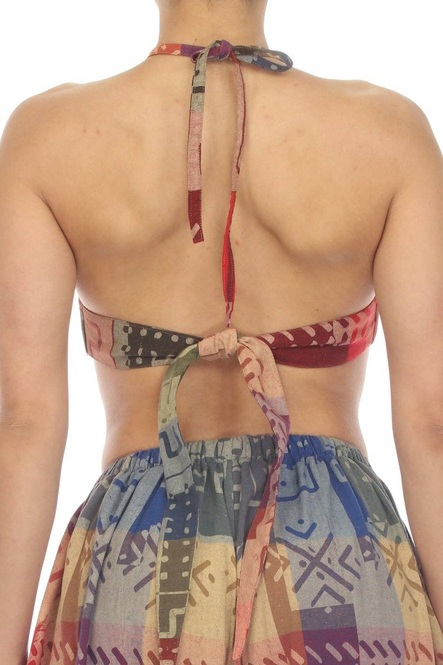 Woven Tribal Patch Print Halter Top