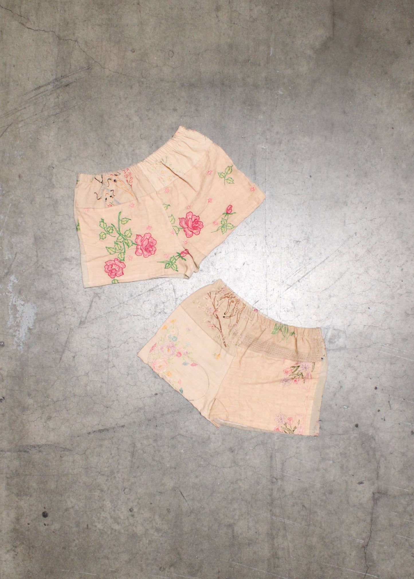 Embroidered Pieced Short