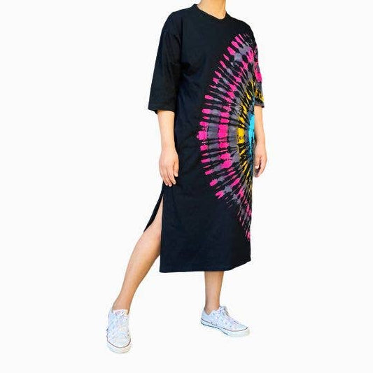Tie Dye Long Boho Dress with Slit