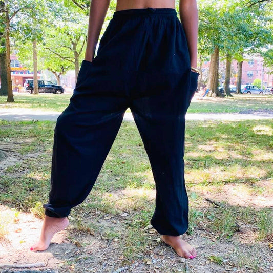 Solid Color Cotton Unisex Harem Pants