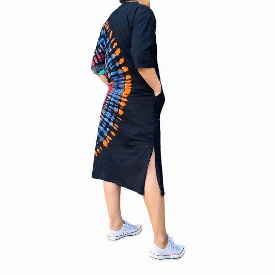 Tie Dye Long Boho Dress with Slit