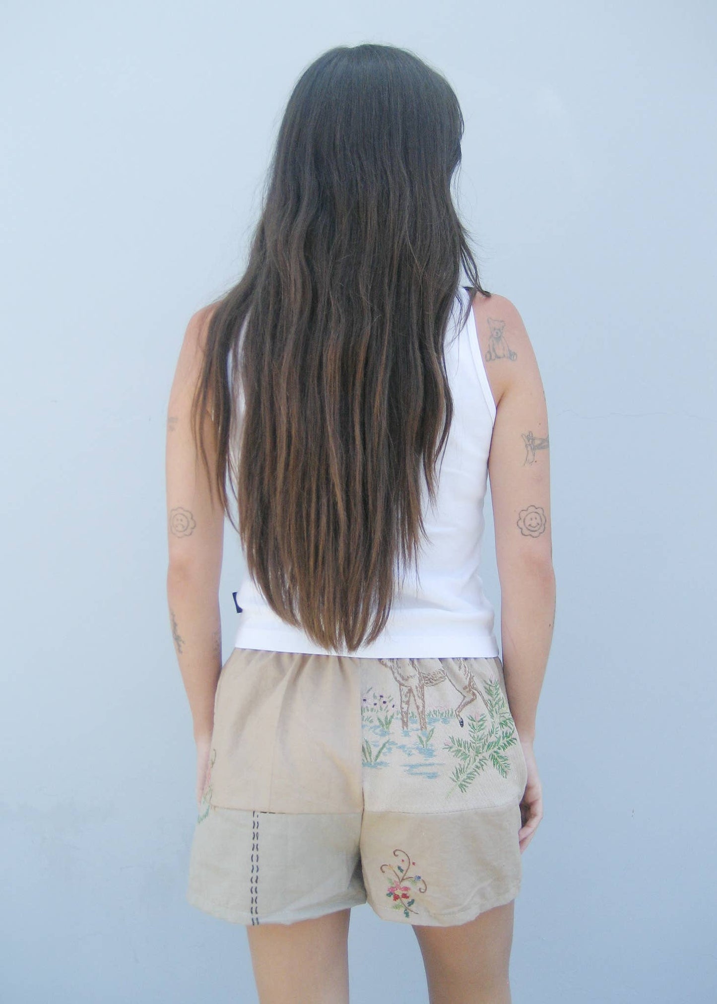 Embroidered Pieced Short